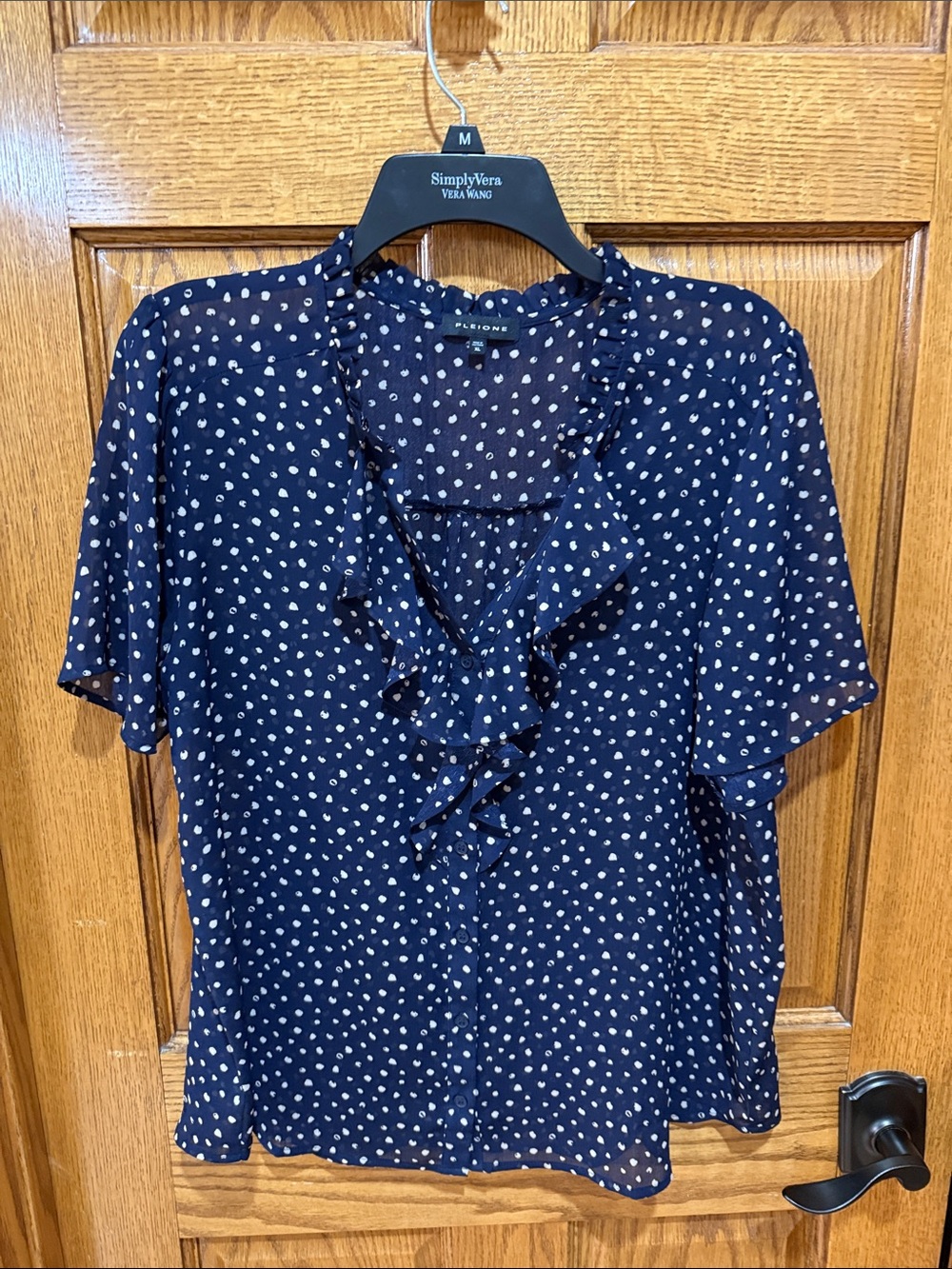 Pleione sheer top with ruffles. Size XL. Very good condition